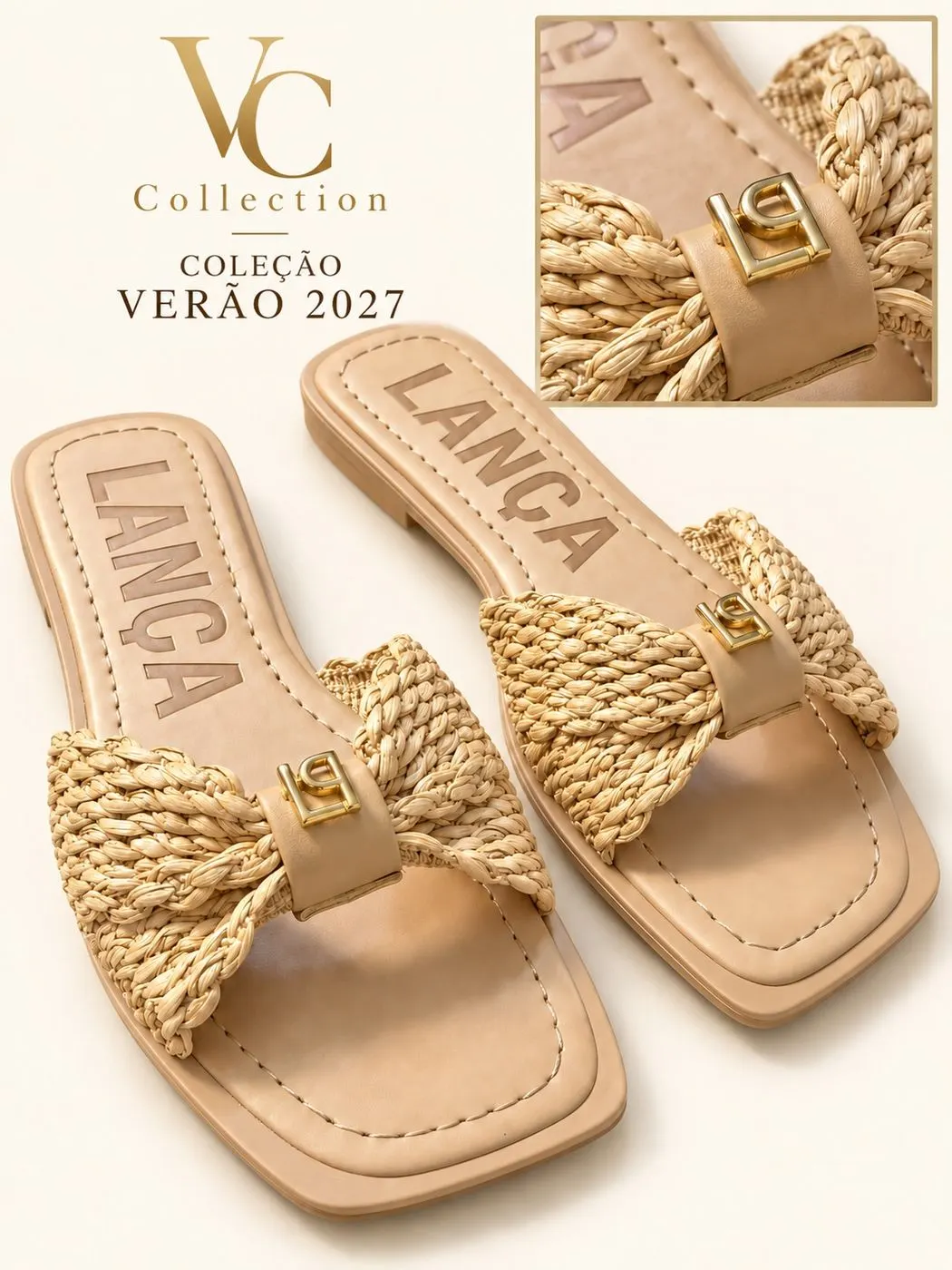 Chinelo laco palha lanca perfume — VC Collection